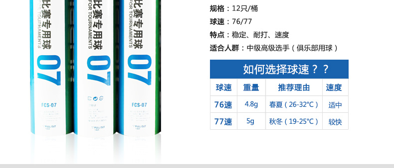 FCS-07 鹅毛比赛羽毛球 - detail 3/20